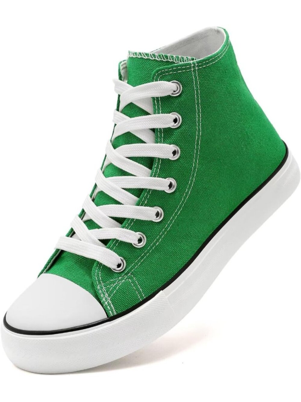 Women's Green High Top Canvas Breathable Comfortable Lace Up Casual Sneakers